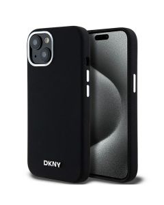 DKNY case for IPHONE 15 compatible with MagSafe DKHMP15SSMCHLK (DKNY HC MagSafe Silicone W/Horizontal Metal Logo) black
