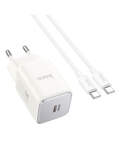 HOCO charger Type C + cable Type C to Type C PD QC 30W GaN N43 moonlight white