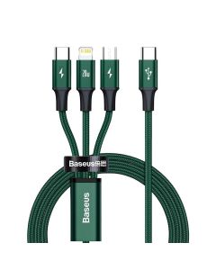 BASEUS cable 3in1 Type C to Micro USB / Lightning / Type C PD 20W CAMLT-SC06 1 5 m green