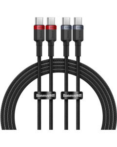 BASEUS cable Type C to Type C PD 5A 100W Cafule 2 pcs 1 m black red and black gray
