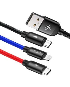 BASEUS cable 3in1 USB A to Micro USB / Lightning / Type C 3 5A CAMLT-BSY01 0 3 m black
