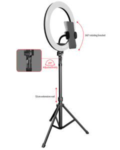 Devia Desktop Live Streaming Stand With  Led Ring Light (10" 55cm)