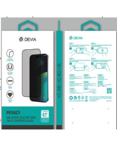 Devia Van Series Privacy  Silicone edge Twice-Tempered Glass for Iphone 14 Max